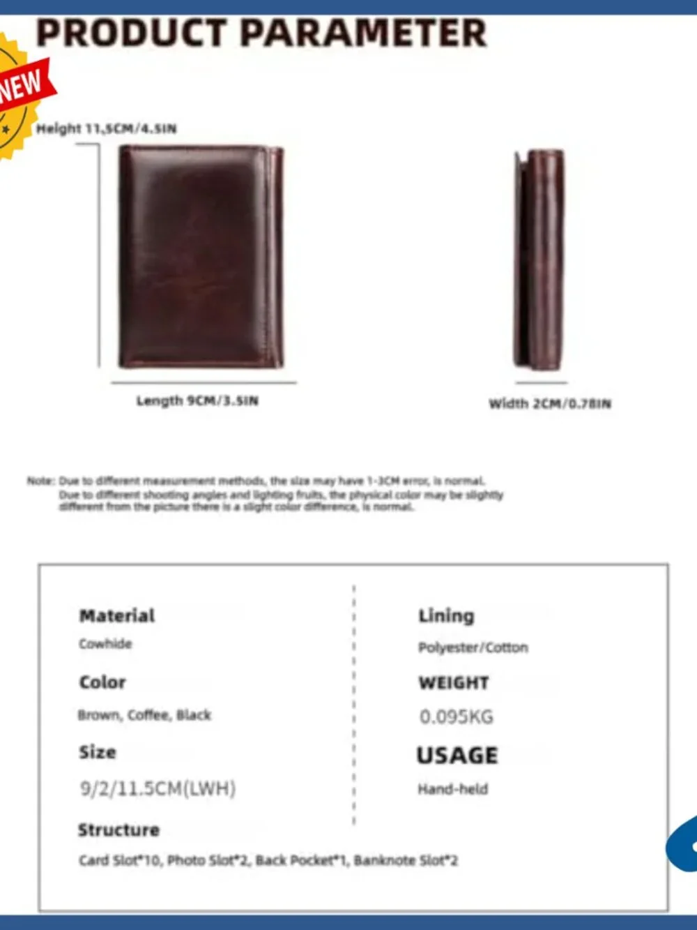 Genuine Leather Trifold Wallet RFID Blocking Slim Large Capacity Men's